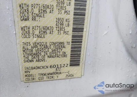 2012 Nissan Armada Platinum из США, поврежденный, VIN 5N1BA0NCXCN601122